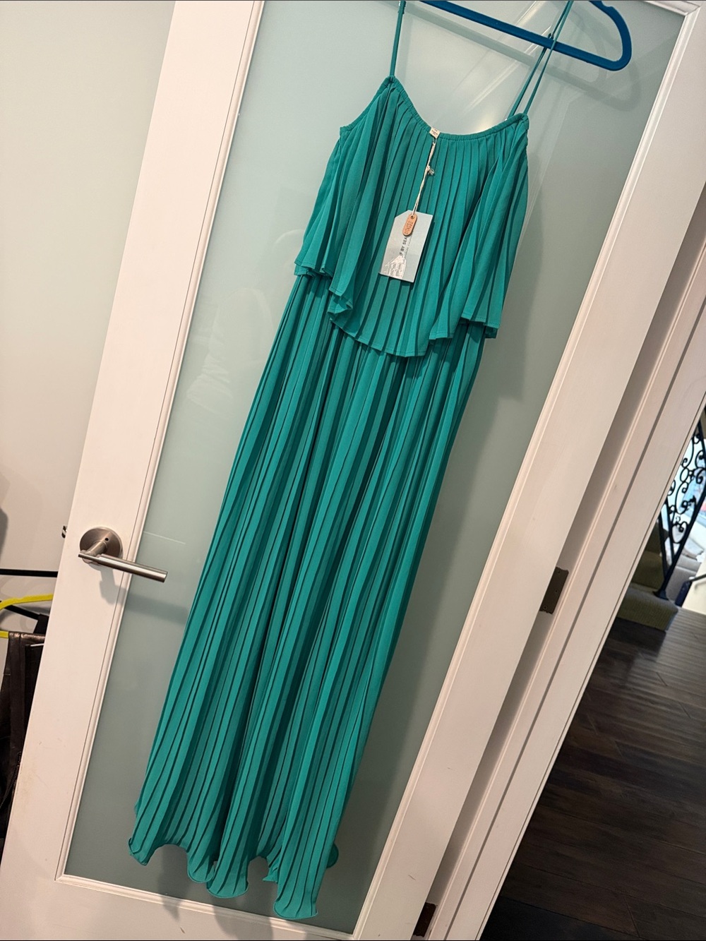 Anthropologie “If By Sea” Brand Pleated Teal Maxi Dress 👗NWT